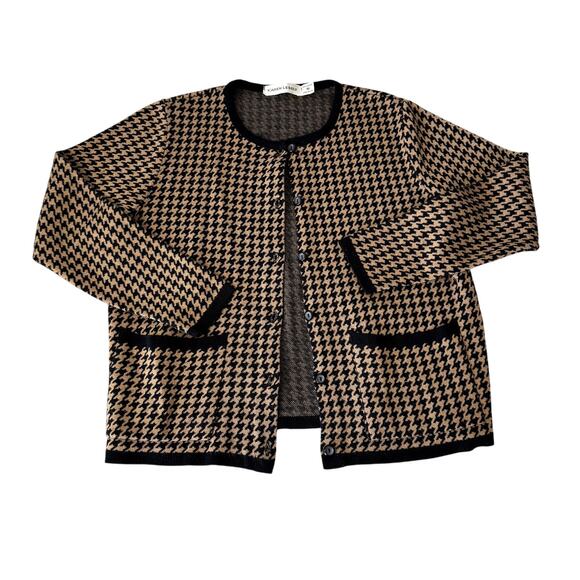 Karen Lessly Sweaters - Karen Lessly Houndstooth Black and Brown Cardigan Women's Size Medium